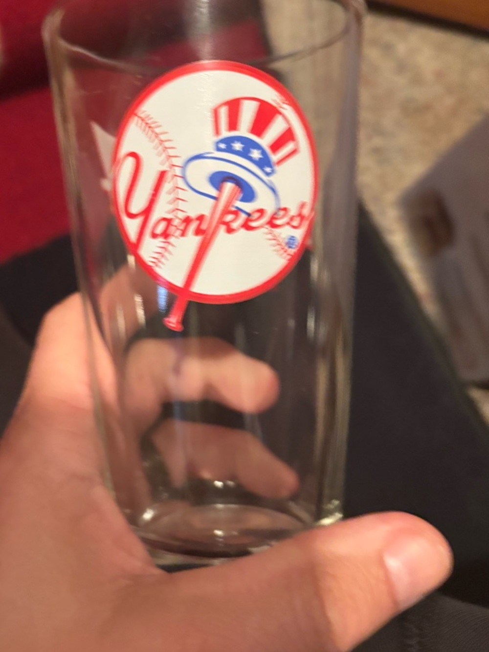 New York Yankees Glass Tumbler - Red, Blue, White Logo